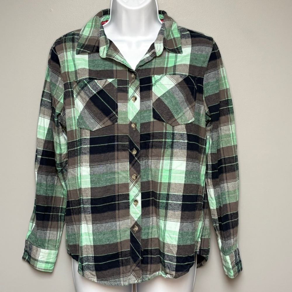 Canada Weather Gear Teal Green Blue Black Gorpcore Outdoor Camp Flannel Womens M